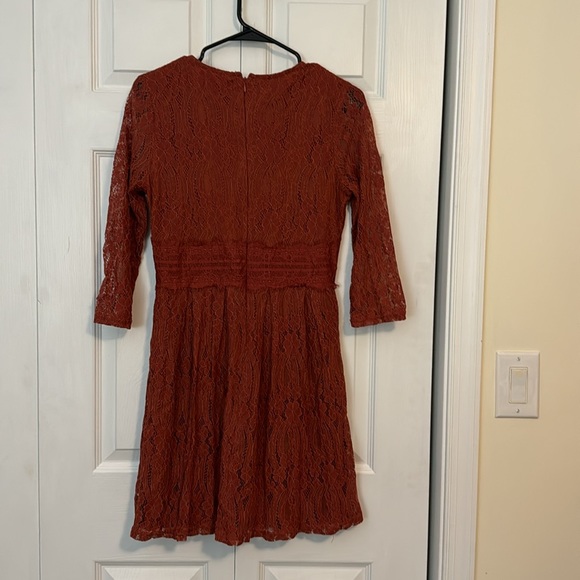 Burnt orange lace alterd state dress, size M - Picture 2 of 8